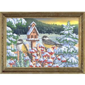 картинка К3271 "Синички на рябине" Рисунок на ткани "Larkes" от магазина Товары для рукоделия
