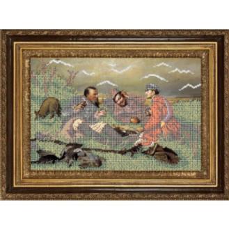 картинка К3131 "Охотники на привале" Рисунок на ткани "Larkes" 26*38 от магазина Товары для рукоделия