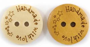 картинка 21-W Пуговица "Колибри" дерево "Handmade with love" от магазина Товары для рукоделия