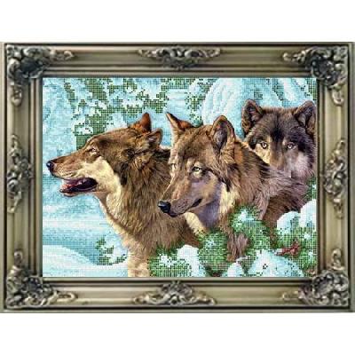 картинка К3043 "Волки в лесу" Рисунок на ткани "Larkes" 25*37 от магазина Товары для рукоделия